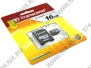 Transcend <TS16GUSDHC4>  microSDHC 16Gb Class4+microSD-->SD Adapter