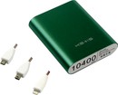 Внешний аккумулятор KS-is Power Bank KS-239 Green (USB 2.1A,  10400mAh, 3 адаптера, Li-lon)