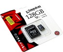 Kingston <SDC10G2/128GB>  microSDXC Memory Card 128Gb UHS-I U1 Class10 + microSD-->SD  Adapter