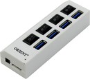 Orient <BC-307PS> USB3.0 Hub  4 port+БП/Зарядное устройство USB(Вх. AC110-240V, Вых. DC5V, 2xUSB  2.1A)