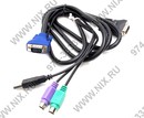 D-Link <KVM-401> Кабель для  KVM  переключателей  (PS/2+PS/2+USB+VGA15M,  1.8м)