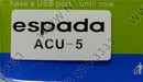 Espada <ACU-5> Автомобильное зарядное уст-во USB (Вх. DC12-24V,  Вых. DC5V, 10W, 2xUSB)