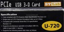 STLab U-720 (RTL) PCI-Ex1, USB3.0,  1  port-ext,  1  port-int