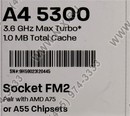 CPU AMD A4-5300 BOX (AD5300O) 3.4 GHz/2core/SVGA  RADEON HD 7480D/ 1  Mb/65W/5 GT/s Socket FM2