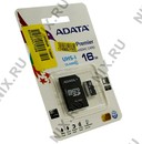 ADATA Premier <AUSDH16GUICL10-RA1> microSDHC Memory Card 16Gb UHS-I  U1  +  microSD-->SD  Adapter