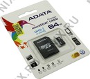 ADATA Premier <AUSDX64GUICL10-RA1> microSDXC Memory Card 64Gb UHS-I  U1  +  microSD-->SD  Adapter