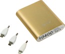 Внешний аккумулятор KS-is Power Bank KS-239 Gold (USB 2.1A, 10400mAh, 3 адаптера,  Li-lon)