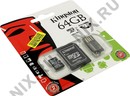 Kingston <MBLY10G2/64GB> microSDXC Memory Card  64Gb Class10+ microSD-->SD+ USB-microSD