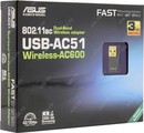 ASUS <USB-AC51> Dual-Band Wireless USB Adapter (802.11a/b/g/n/ac,  433Mbps)